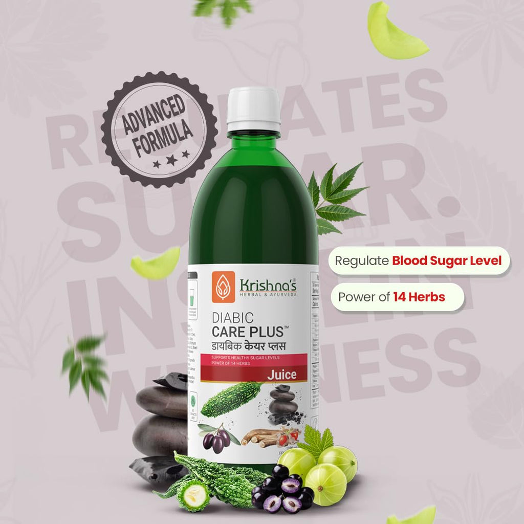 Krishna's Diabic Care Plus Juice with 14 Herbs â€“ Natural Support for Blood Sugar Levels | Herbal Formula for Energy & Wellness - 1000 ml