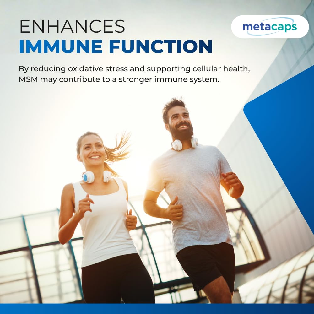 MetaCaps Pure MSM (Methylsulfonylmethane) 580mg – 90 Veg Capsules | High-Purity Organic Sulfur | Advanced Joint Comfort, Skin Health & Collagen Support | Supports Detoxification & Muscle Recovery | Non-GMO & Vegan