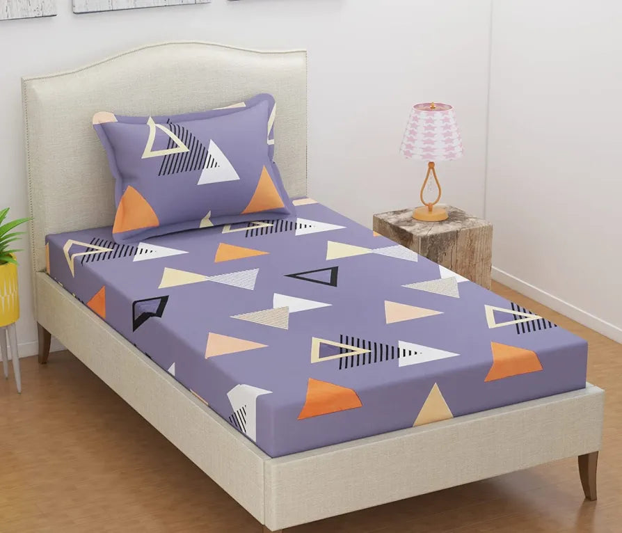 HomeKart Microfiber 160 TC Flat Single Bedsheets for Summer Breathable with 1 Pillow Covers Light Grey & Rust