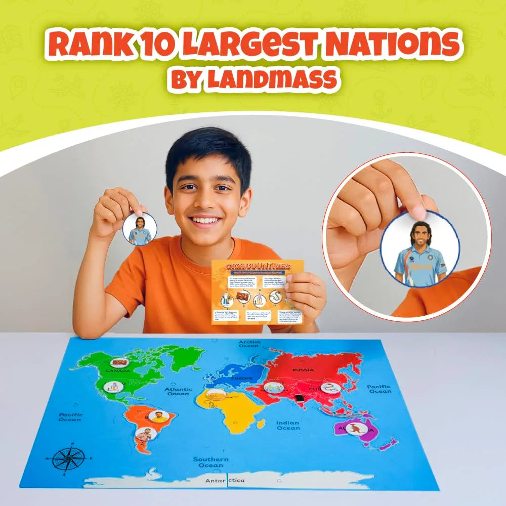 PW World Map Puzzle for Kids, 200+ Facts on Continents & Oceans, Learning Aid & STEM Toy Jigsaw Puzzle