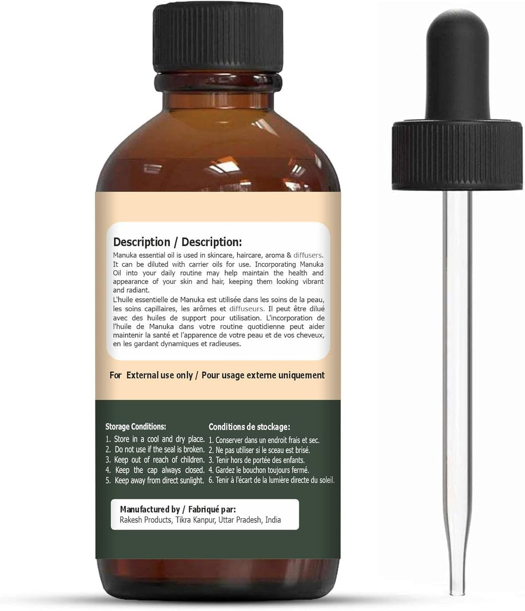 Organic Zing Manuka (Leptospermum Scoparium) Oil | Oil for Skin Care, Hair Care, Aroma & Diffusers - 30 Ml