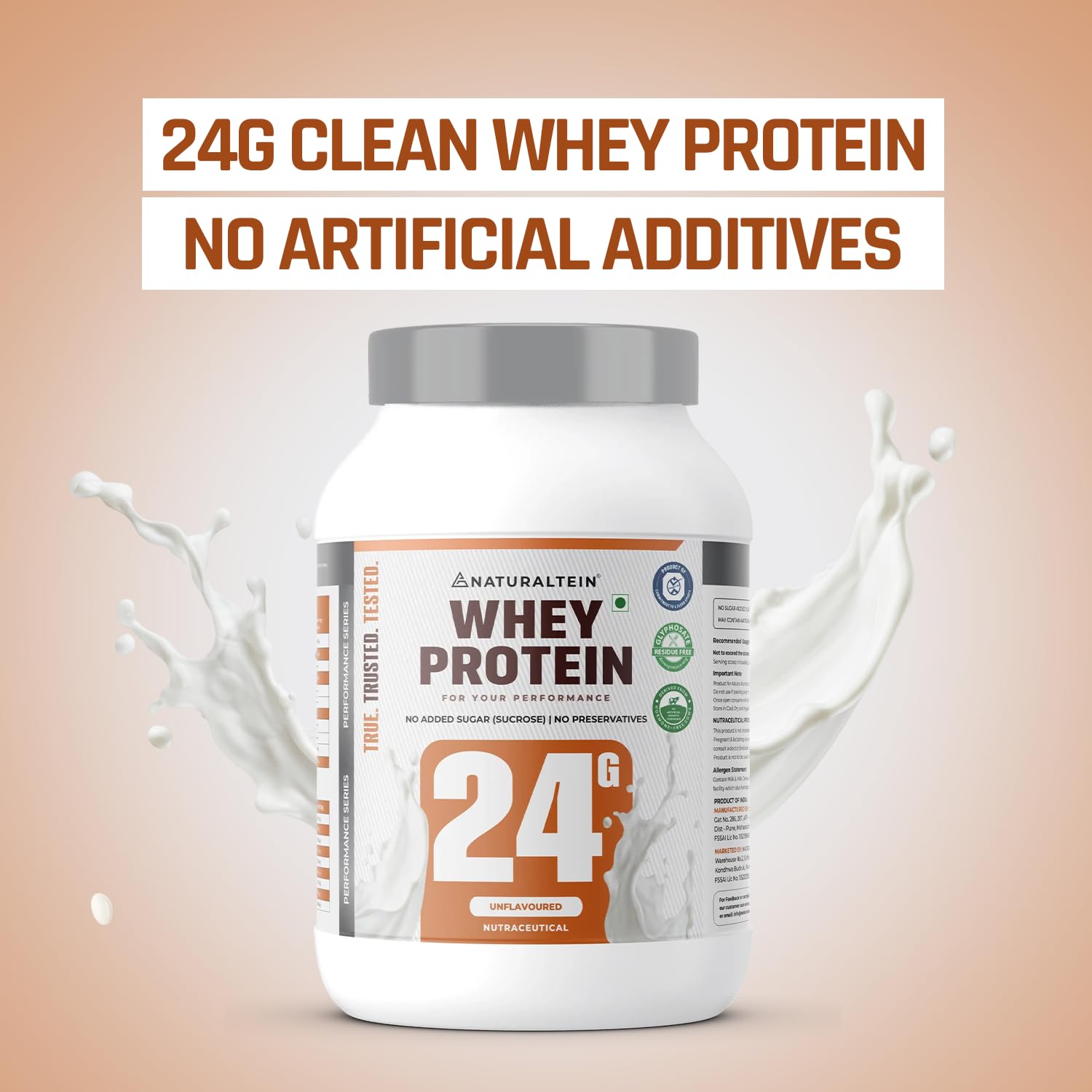 NATURALTEIN Natural Whey Max Protein â€“ 1 kg (Unflavoured) | 24 g Protein per Serving | Naturally Formulated | No Added Sugar | Non-GMO | Soy & Gluten Free | Smooth Mixability & Easy Digestion
