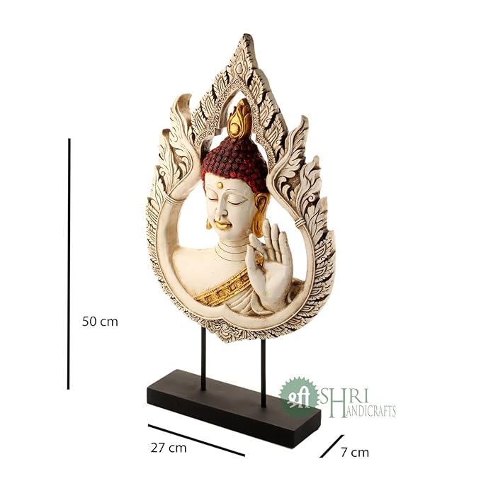 Indicast Resin 20" Idol Buddha Panel Sculpture Statue Decorative Showpiece Collectible Figurine for Home & Office