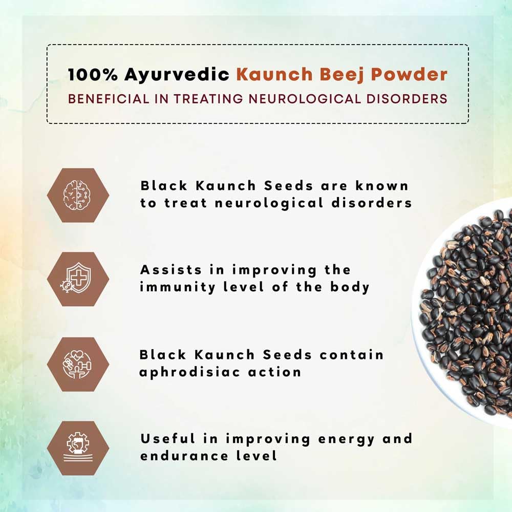 Namo Organic Black kauch beej 250gm (sabut) - Raw Whole Velvet Beans, Kaunch