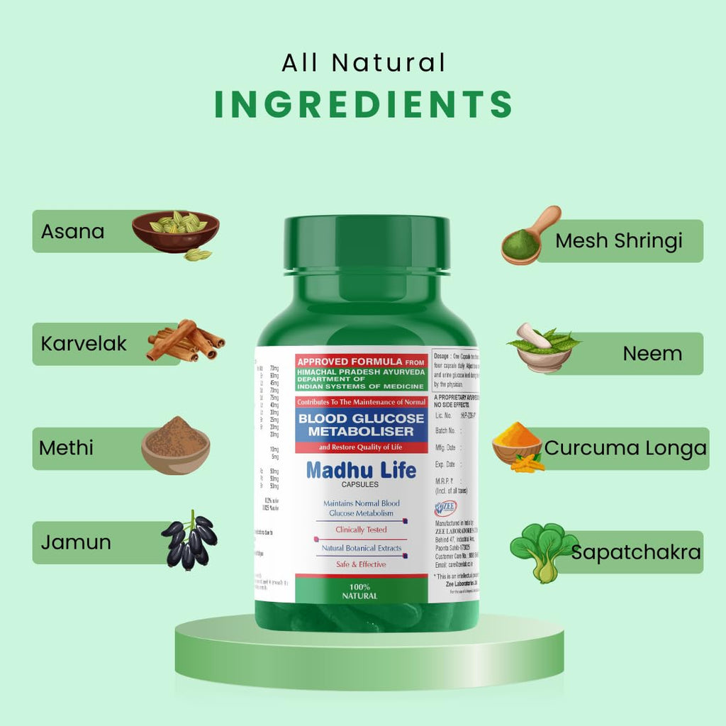 Zeelab Madhu Life Capsules | 100% Natural Ayurvedic Medicine For Diabetes