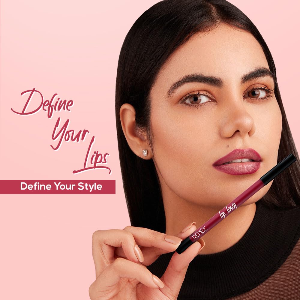 RENEE Define Pencil Lip Liner - Red Hour, Long Lasting & Smudge Proof, Full Coverage, Intensely Pigmented, Easy Glide Formula, Vitamin E & Castor Oil Infused, 1.2Gm