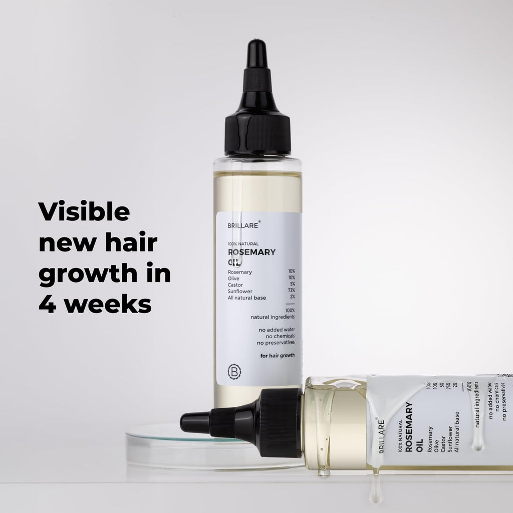 Brillare 10% Rosemary Hair Oil for Hair Growth with 10% Olive Oil & 5% Castor oil | Reduces Hair Fall | Strengthens Hair | Visible Results in 4 Weeks.