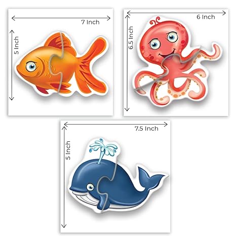 Toykraft 2 Piece Animal Puzzles For Kids Age Of 2-3 Years Educational Toys Head & Tail Water