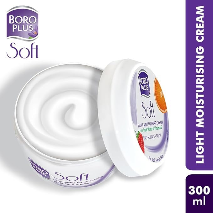BoroPlus Soft Light Moisturising Cream Light & Non-sticky - 300 ml (Pack of 2)