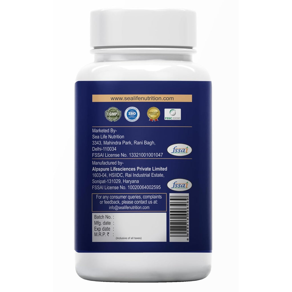 Sea Life Natural Vitamin C 1000 mg (60 Veg Tablets) sourced from 100% Natural Amla, Lemon & Rose Hips Extracts | Promotes Glowing Skin | Immunity Booster & Antioxidant | _Parent (Pack of-1)