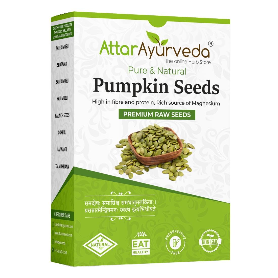 Attar Ayurveda Raw pumpkin seeds for eating (250 grams) | Protein and Fiber Rich Superfood | Unsalted, unroasted