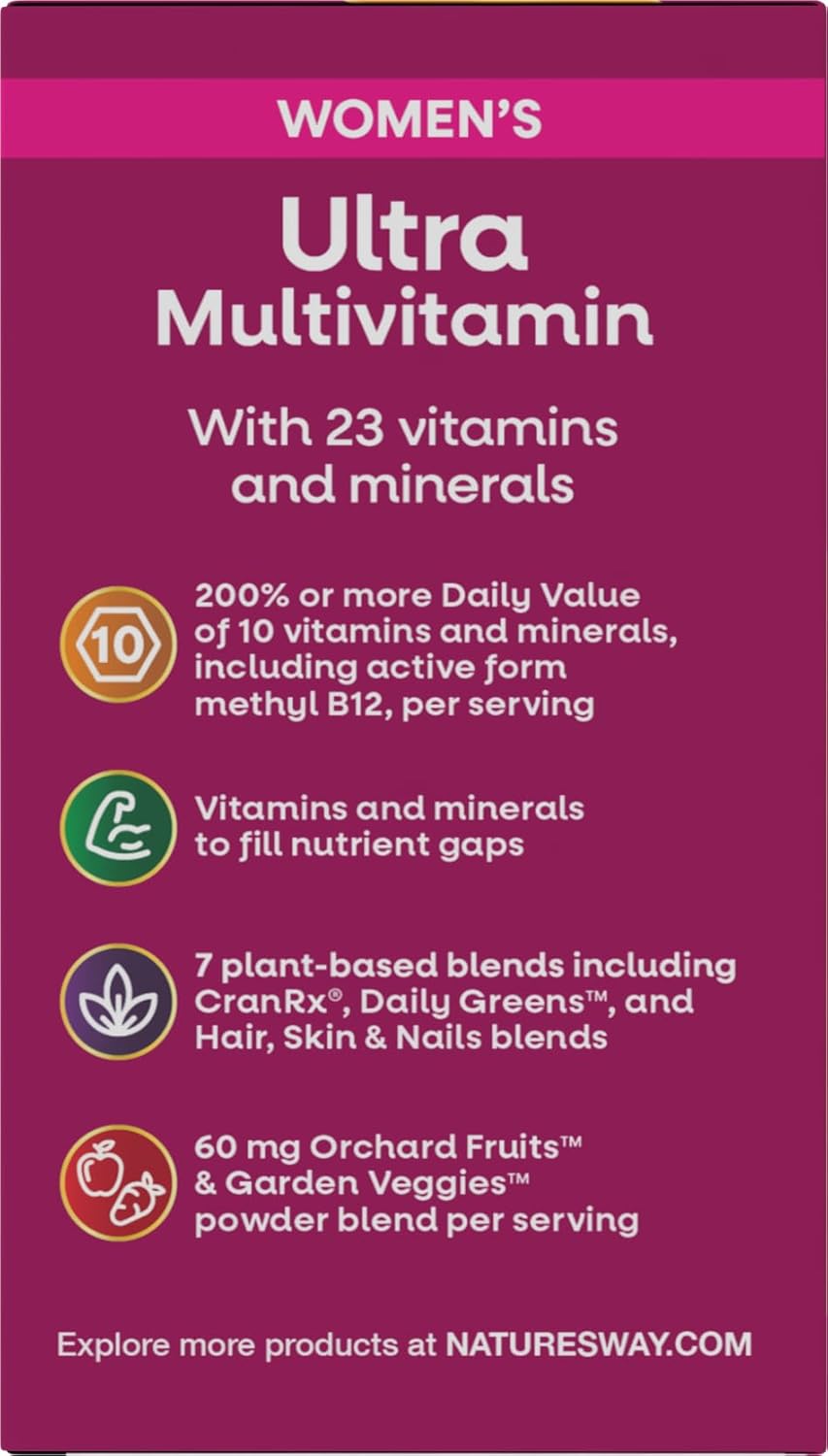 Nature's Way Alive! Ultra Multivitamin for Women, Complete Daily Women's Vitamins, High Potency Formula, Promotes Energy Metabolism and Muscle Function*, Vitamin A, C, D, Methylated B12, 60 Tablets