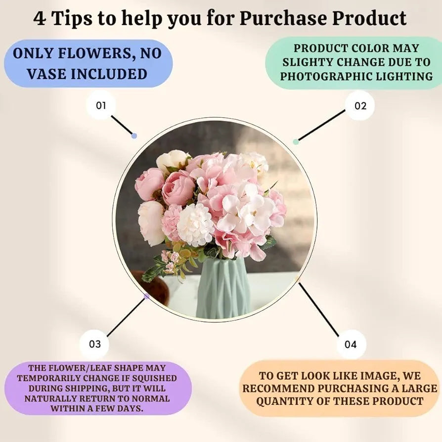 Artificial Head Rose Peony Fake Flower Sticks Bunch Light Pink