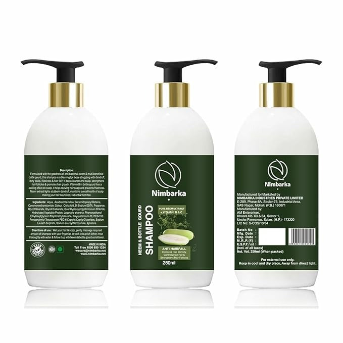 Nimbarka Neem & Bottle Gourd Shampoo with Activated Anti-Bacterial Neem - 250 ml