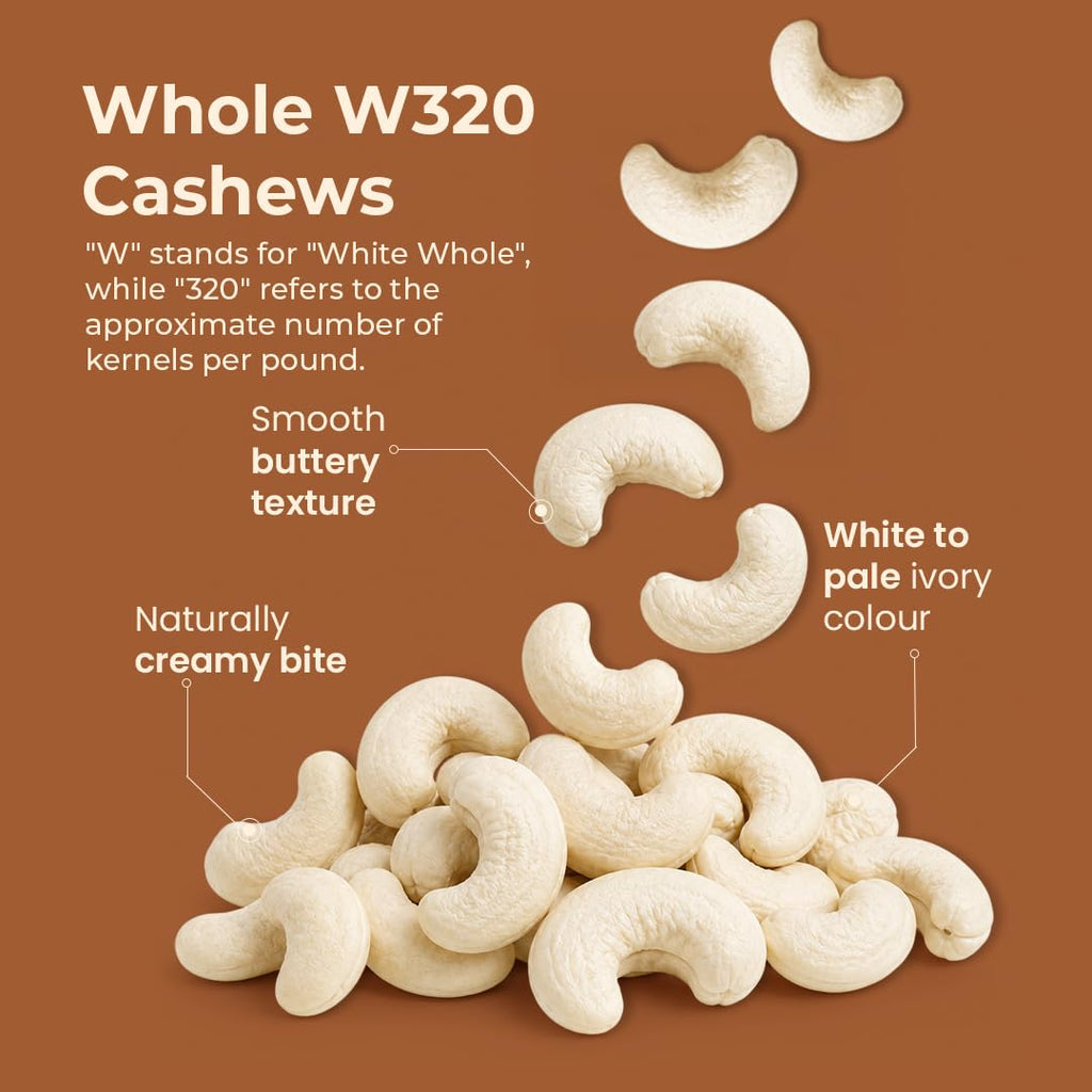 Bolas Whole Cashew Nuts 250g | Kaju Grade W320 | Nutritious & Delicious | Rich in Protein, Magnesium & Phosphorus | Gluten Free | Dry Fruits