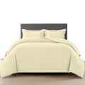 Trance Home Linen Zippered 100% Cotton 200TC Satin Stripe King Size Duvet Cover Quilt Cover Blanket Cover Razia Comforter Cover with 2 Pillow Covers Colour Light Ivory Cream