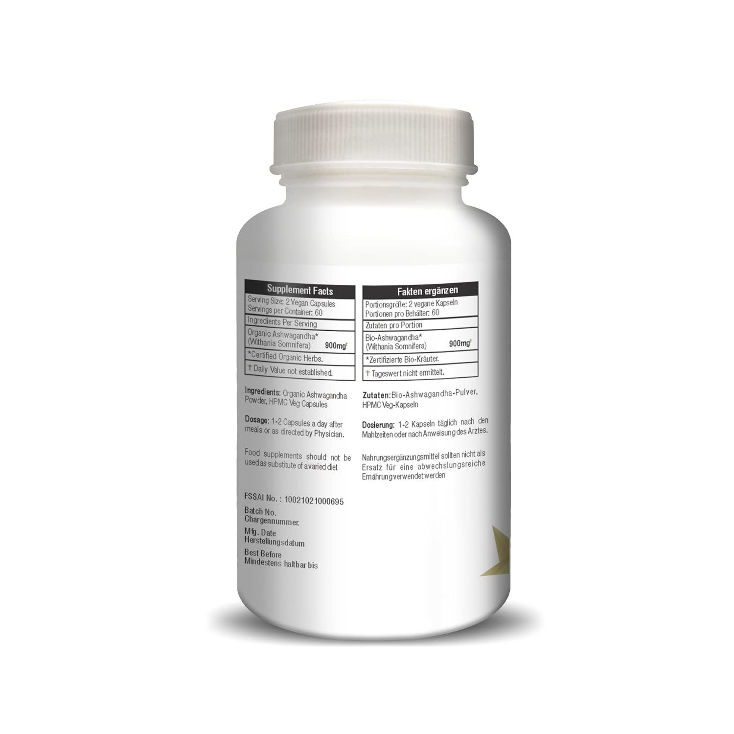 H&C Herbal Ashwagandha 450mg Capsules - 120 Caps