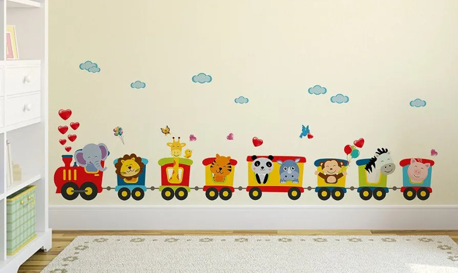 Decals Design Train of Joy with All Animals in it and Love Wall Sticker