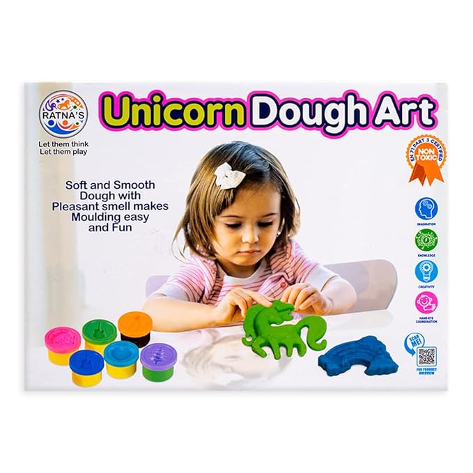 Ratnas Unicorn Dough Art Modelling, Shaping and Sculpting Kit for Kids 3+ Years | Non Toxic