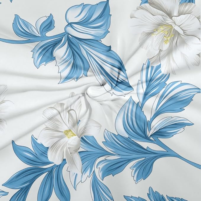 Dreamlet All Around Elastic Supersoft 210tc Premium Cotton Elastic Fitted Bedsheets With 2 King Size Pillow Covers | Blue & White