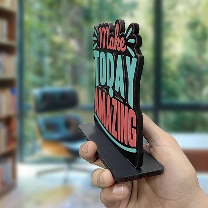 Artvibes Wooden Idols and Figurine Make Today Amazing Quotes Table Decoration for Office Desk | Home Decor | Living Room