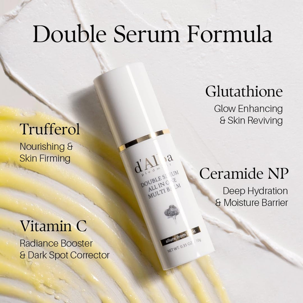 d'alba Piedmont Italian White Truffle Double Serum All-in-one Multi Balm, Vegan Skincare with Vitamin C and Vegan Collagen, 3-in-1 Wrinkle Improvement, Eye Treatment, Dark Spot Corrector, Korean Skin Care, 10g