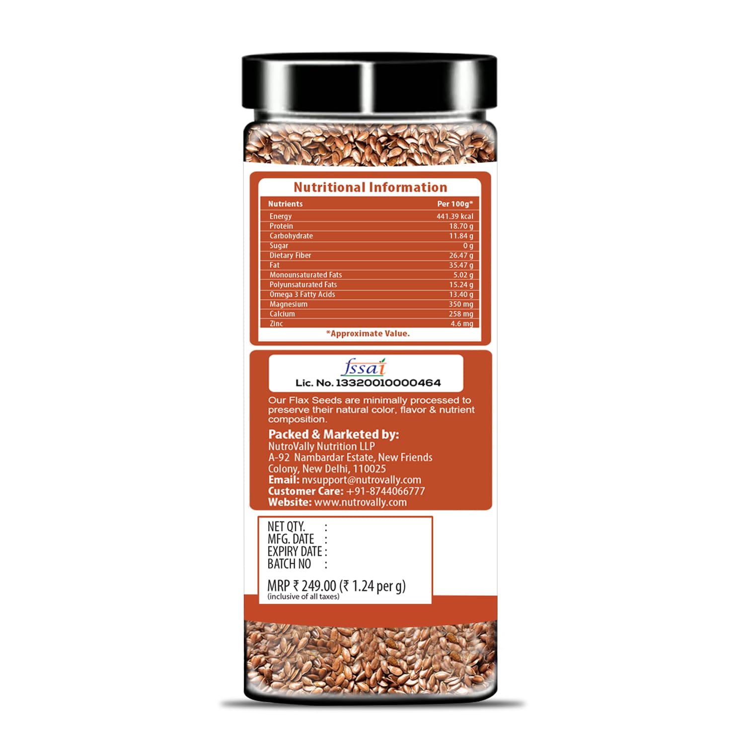 NutroVally Raw Flax Seeds | Rich in Omega-3, Fiber & Plant Protein | Supports Digestive Wellness, Satiety & Energy | Vegan, Gluten-Free Seeds for Smoothies, Salads, Baking & Healthy Snacking