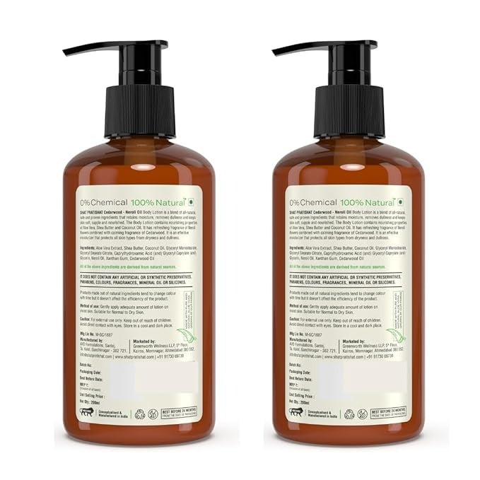 Shat Pratishat Body Lotion With Cedarwood & Neroli Oil - 200 ml (Pack of 2)