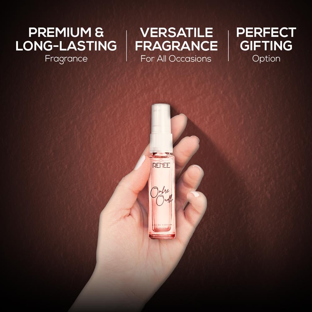 RENEE Ombre Oud Eau De Parfum, Premium Long-lasting Fragrance With Notes of Oud, Rose, Saffron, middle Caramel, and Musk, Scent for Every Occasion, Ideal Perfume for Women, 8Ml
