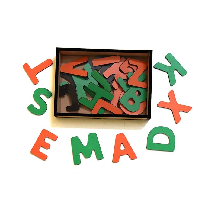 Mini Leaves 26 Wooden Magnetic Alphabet in a Box| Capital ABCD Magnetic Letters | ABC Learning Toys for Kids