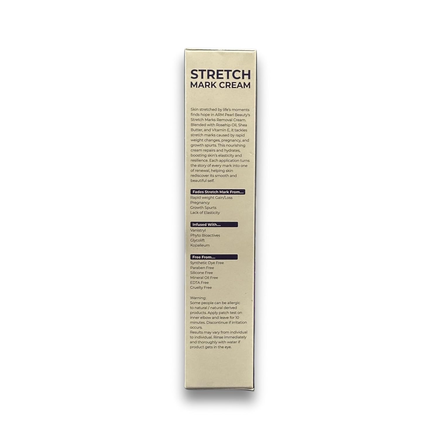 ARM Pearl Beauty Stretch Marks Removal Cream - 50 grms Reduces Stretch Marks & Scars, Hydrates & Enhances Skin Elasticity with Vanistryl, Phyto Bioactives & Glycolift â€“ For Pregnancy, Postpartum, Weight Loss & Muscle Growth