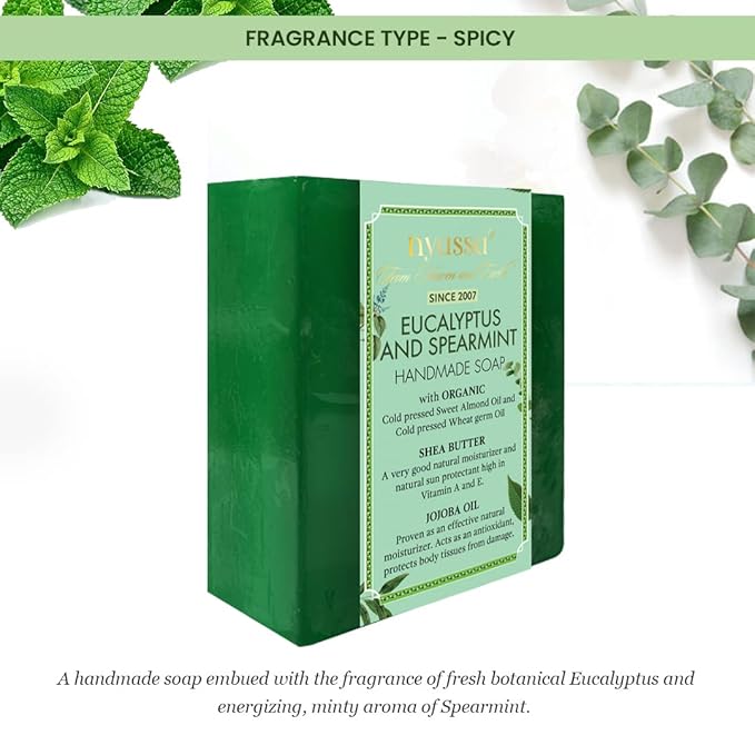 Nyassa Eucalyptus and Spearmint Handmade Natural Bathing Soap - 150 Gms