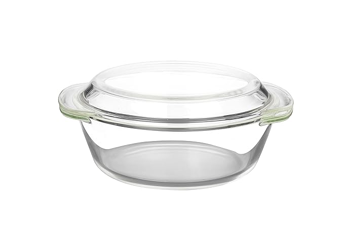 Femora Borosilicate Serving Bowl | Glass Casserole Set, Glass Bowl With Lid, Freezer Safe, Microwave Safe Bowl Set | 1000 Ml