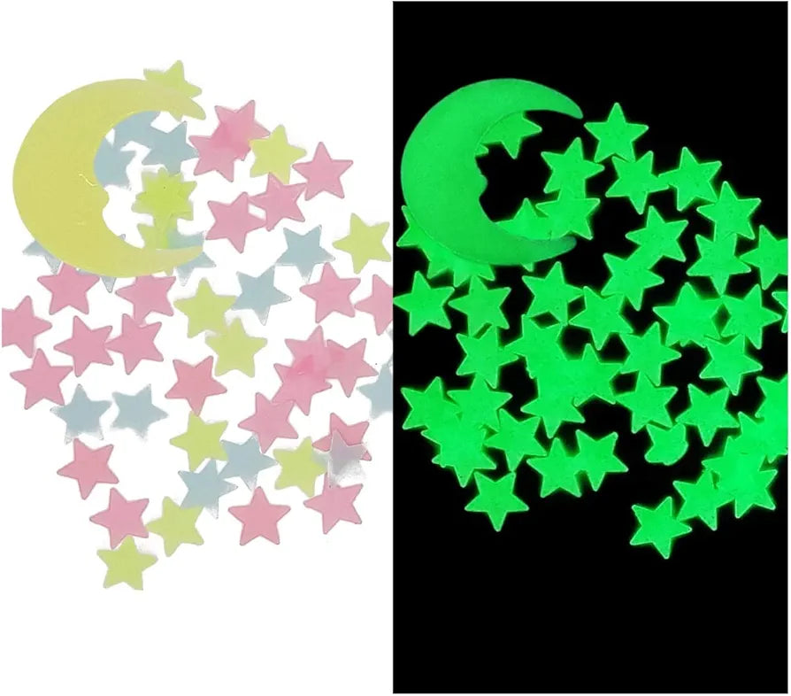 God & God's Small Galaxy of Stars Big Size Moon and 20stars Radium Night Glow Wall Stickers Design 16