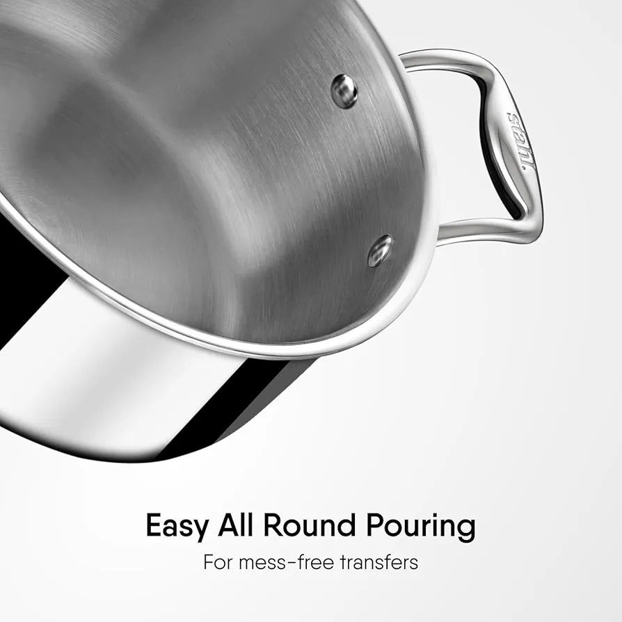 Stahl Artisan Triply Stainless Steel Sauce Pot | Casserole with Glass Lid