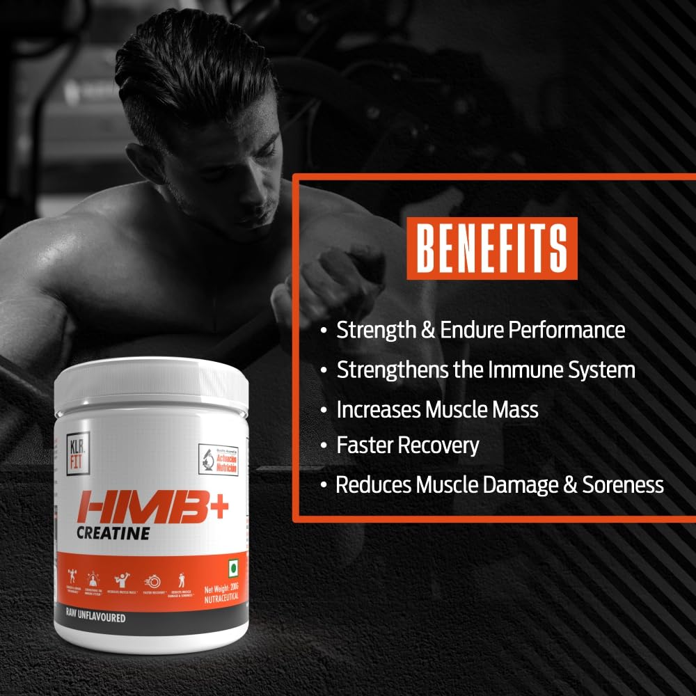 Creatine + HMB Supplement -3 gm Creatine Monohydrate Powder with 3gm HMB for Muscle Growth, and Enhances Performance, Improve Workout Recovery- 33 Servings, Unflavored