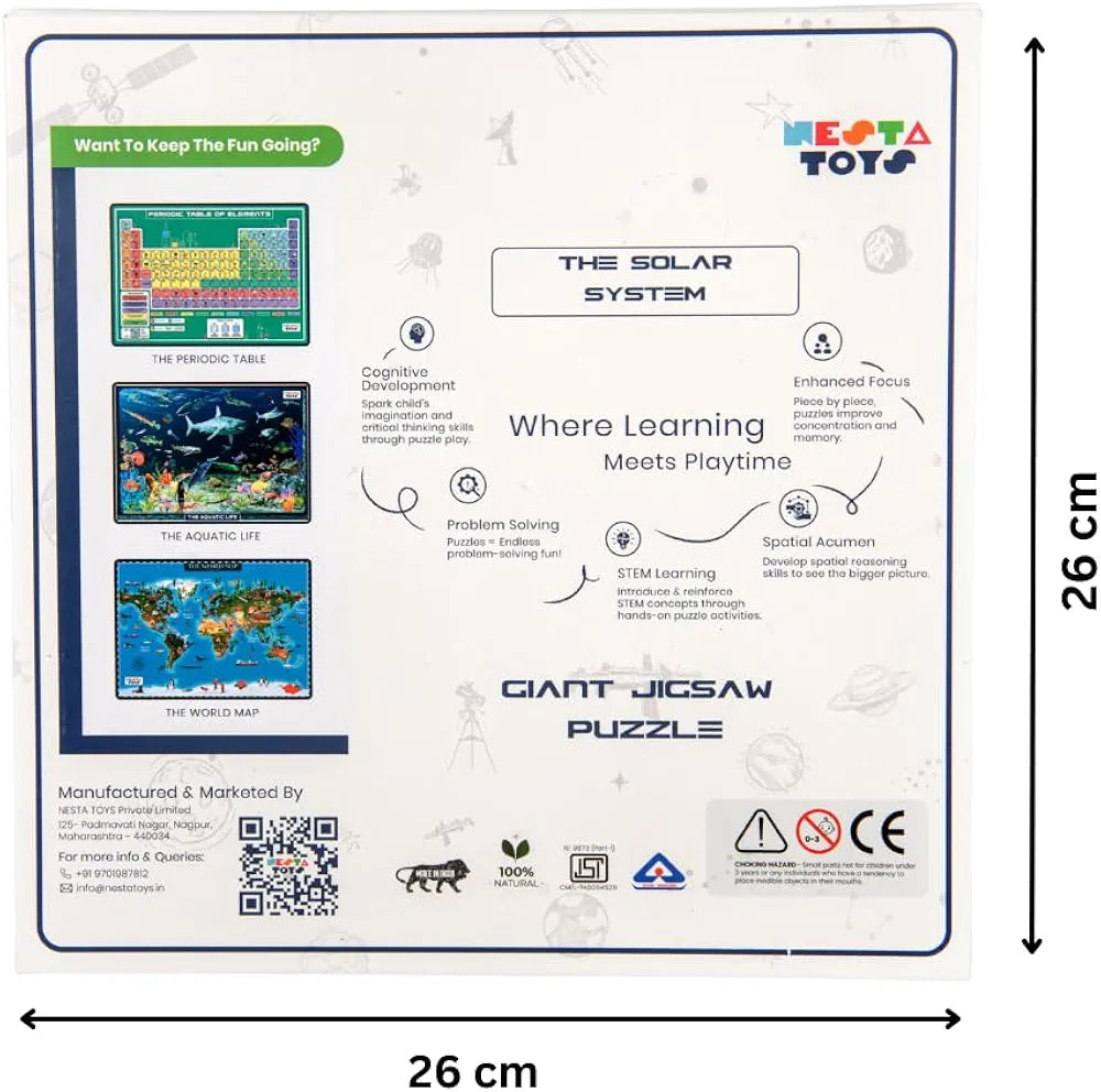 Nesta Toys Solar System Floor Puzzle & Game Large 70x50cm Space Jigsaw 108 Pieces 3X Thicker Educational STEM Learning Gift for Boys Girls Ages 6, 7, 8, 9, 10, 11, 12