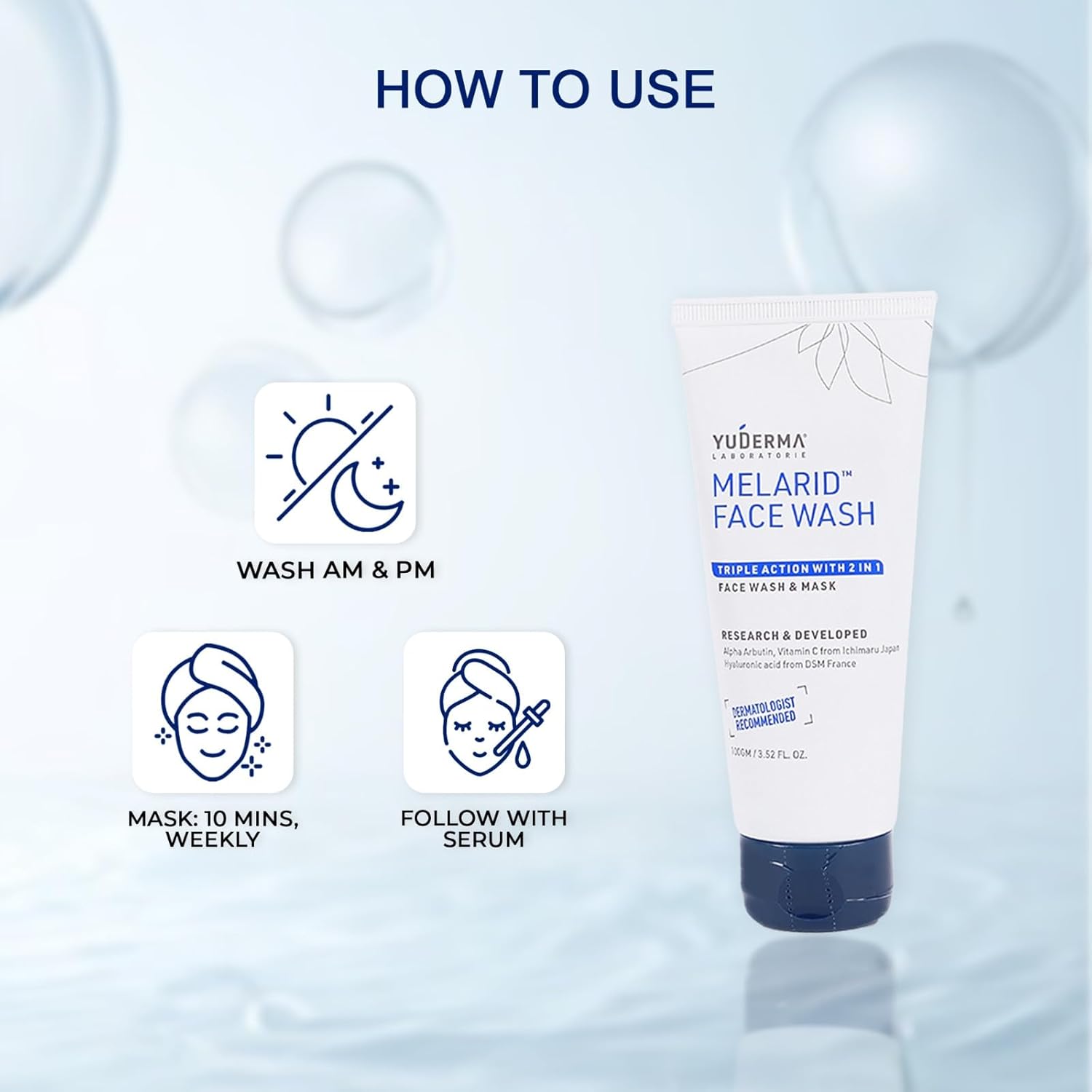 YUDERMA Melarid Triple Action Face Wash & Mask, 100 Gm