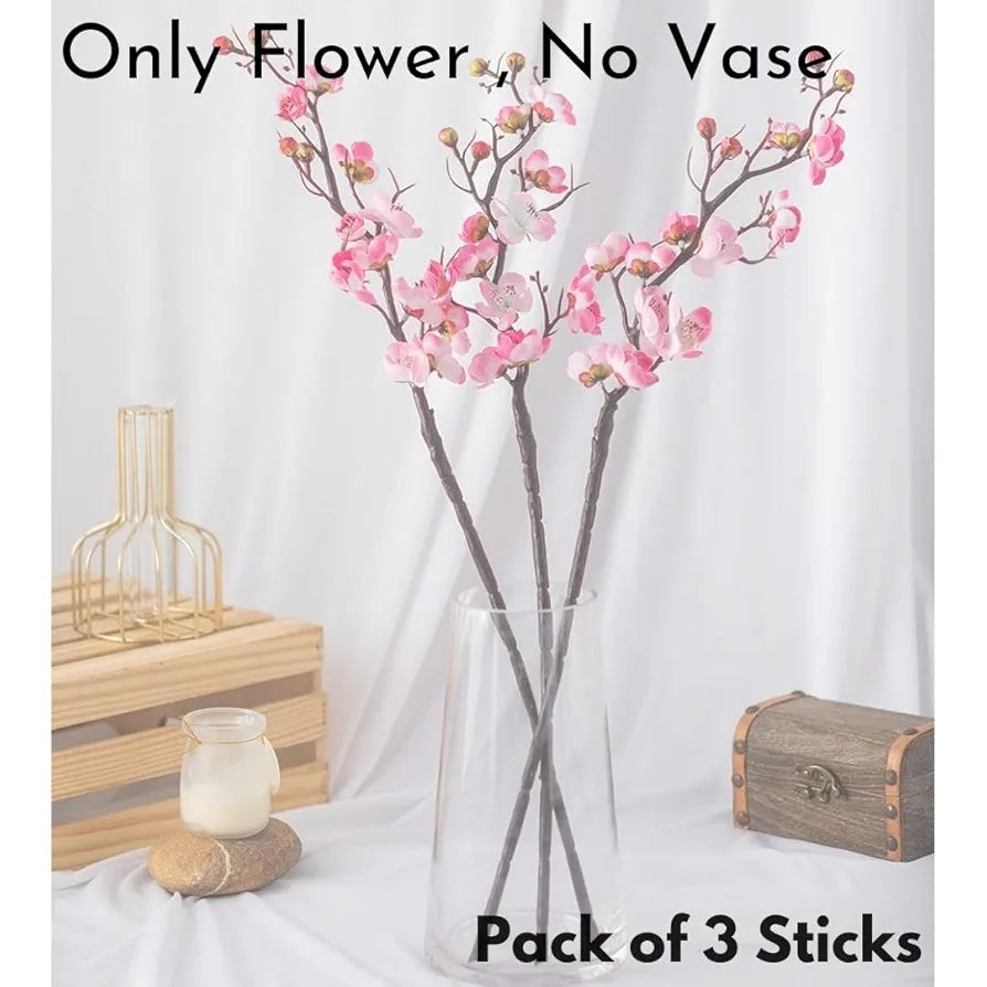 3 Sticks Artificial Blossom Flower Bouquet Sticks White