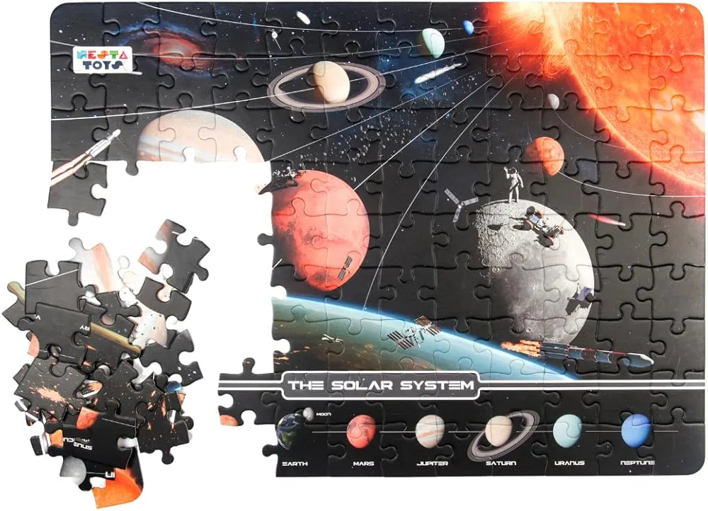 Nesta Toys Solar System Floor Puzzle & Game Large 70x50cm Space Jigsaw 108 Pieces 3X Thicker Educational STEM Learning Gift for Boys Girls Ages 6, 7, 8, 9, 10, 11, 12