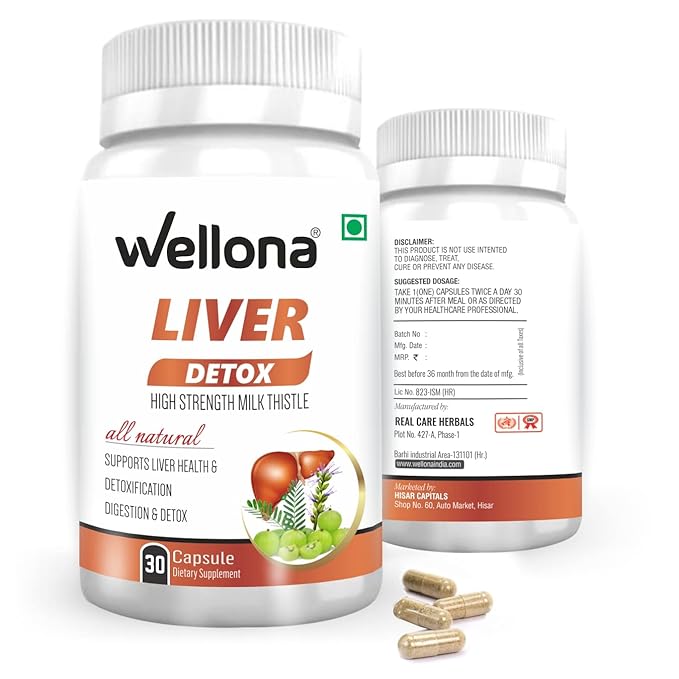 Wellona Liver Detox Supplements for Women & Men - 30 caps