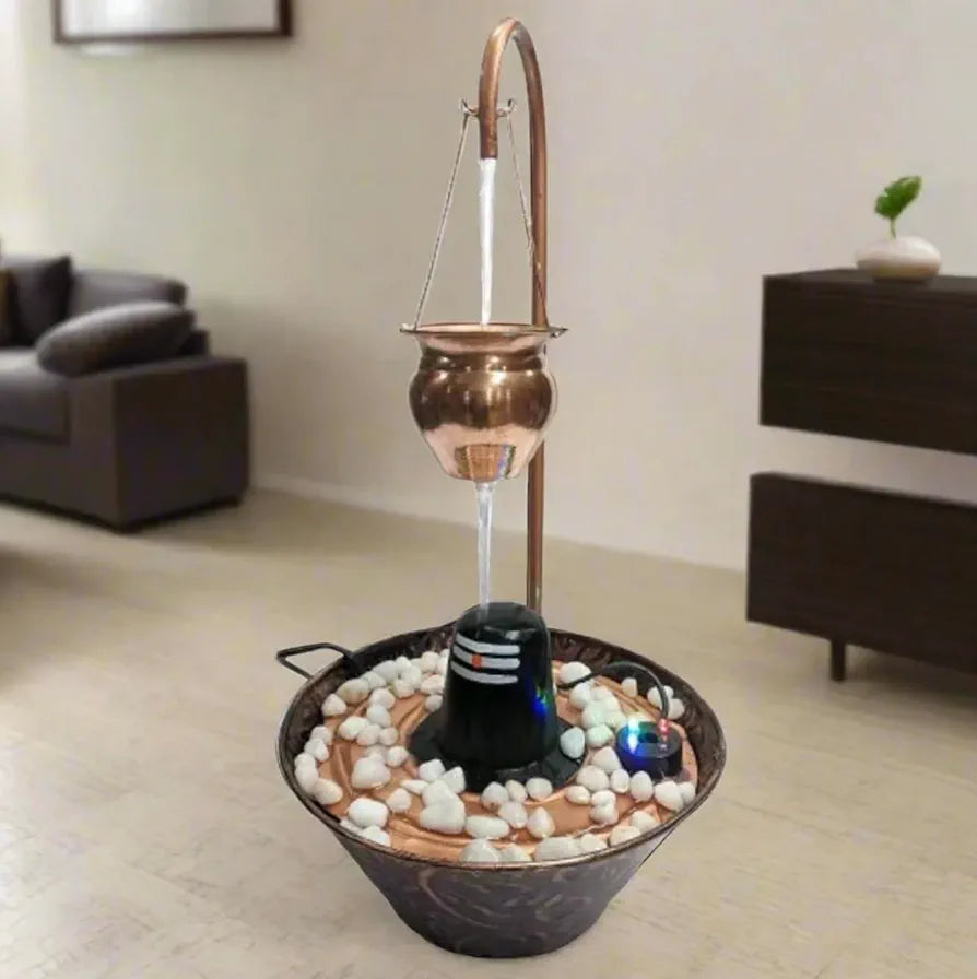 Alila Resin Lord Shiva Shivling Shiv Ling Water Fountain For Home Living Room Temple Decor Decoration 18 Inches