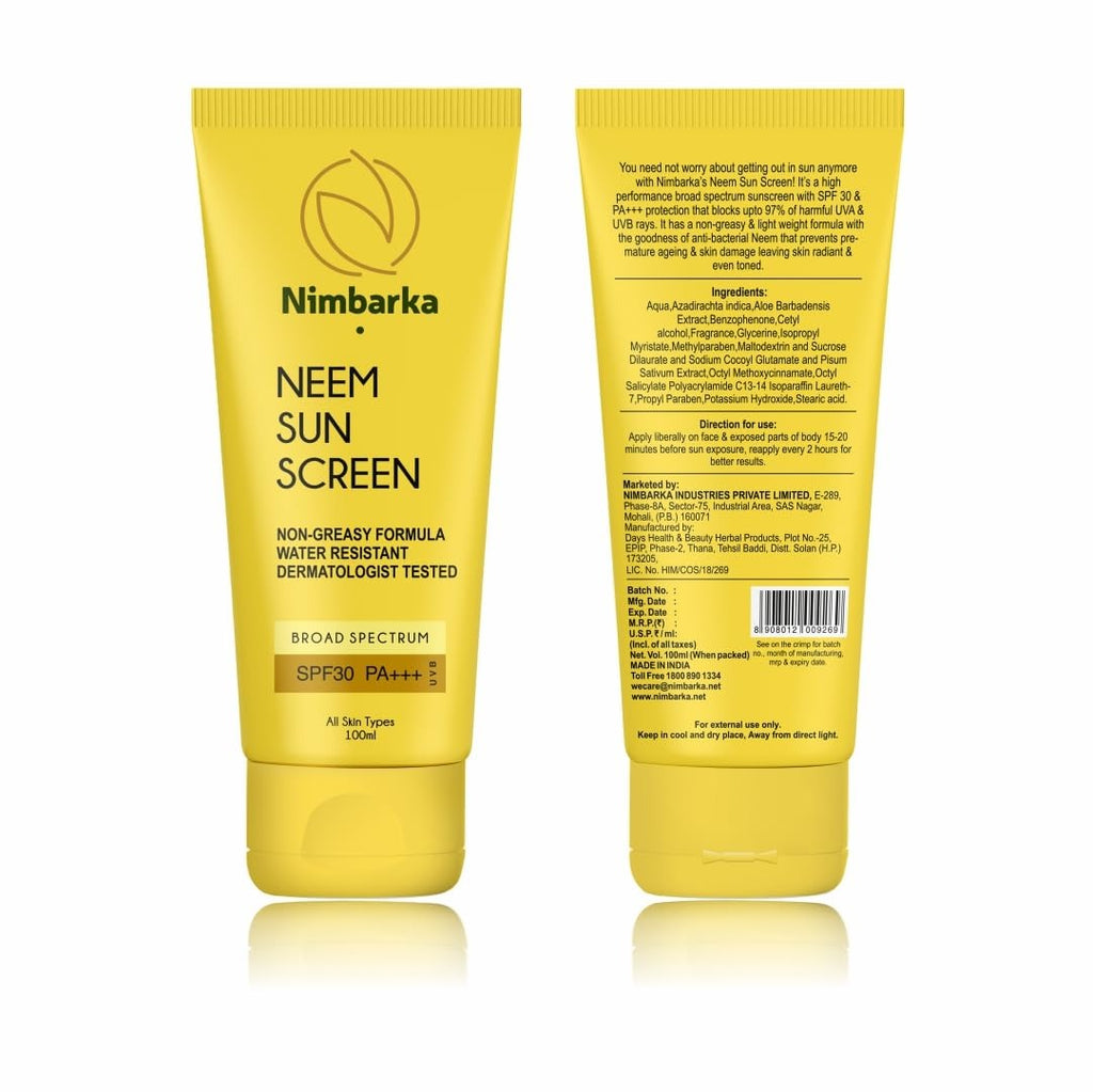 Nimbarka Neem Sun Screen Ultra Light For Oily And Dry Skin Non greasy formula - 100 ml (Pack of 2)
