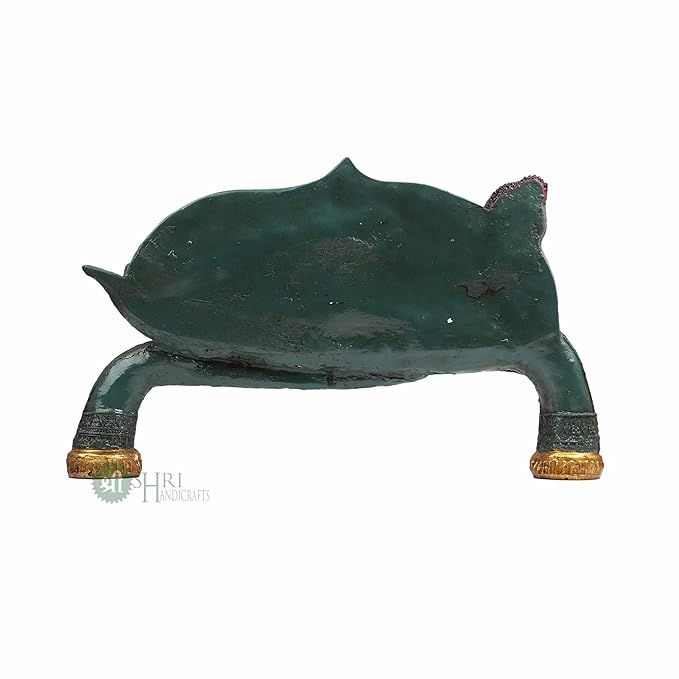 Indicast 15" Inch Handmade Buddha Sleeping Murti Stone Finish Meditating Idol Gifts Antique Design | Green