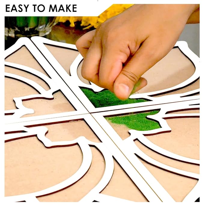 Solobolo Diy Rangoli Mats for Pooja Decoration | 4 Pieces Lotus Flower Rangoli Stencils for Door Entrance Home Decor