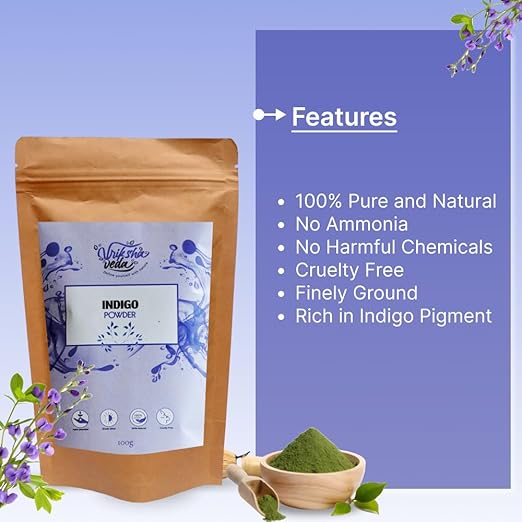 Vriksha Veda Indigo Hair Colour Powder Natural Rajasthani - 100 gms