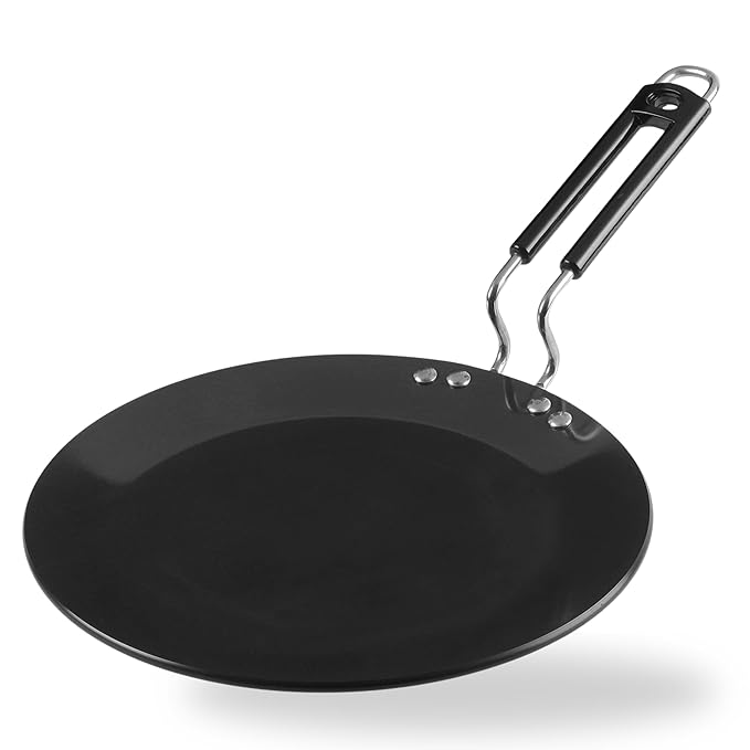 Vinod Black Pearl Hard Anodised Tawa - 26.5 cm | 5.25mm Thickness | Metal Spoon Friendly | Riveted Sturdy Handle | Long Lasting Roti, Paratha Tawa