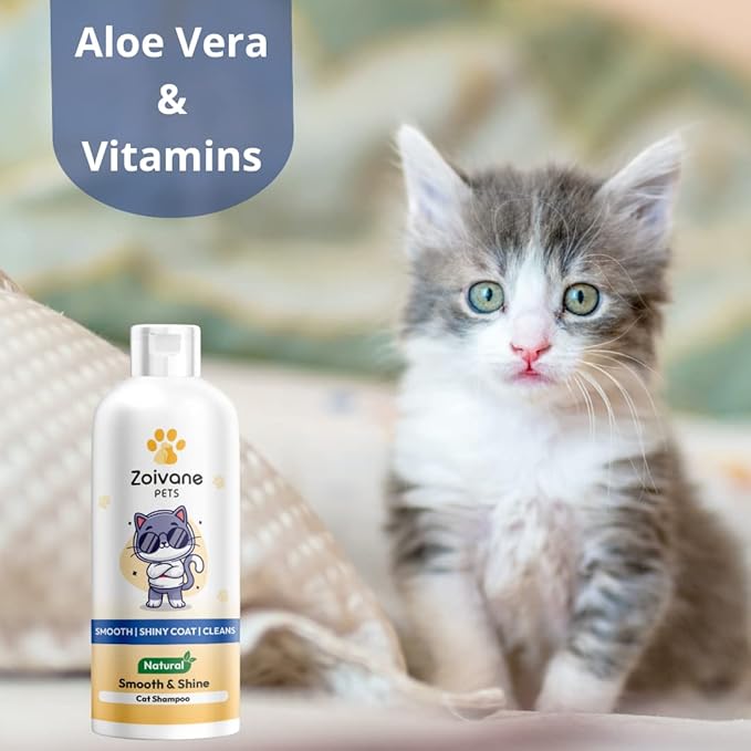Zoivane Cat Shampoo Smooth and Shine - 300 Ml | Cat Accessories for Nourishing Hair and Shiny Body Wash | Pack of 1
