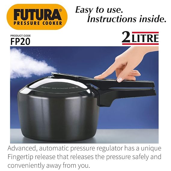 Hawkins Futura 2 Litre Pressure Cooker Hard Anodised Inner Lid Pressure Cooker Small Cooker Black