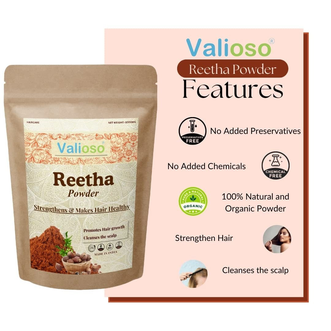 Valioso Reetha Powder for Hair Growth - 100 gms (Pack of 2)